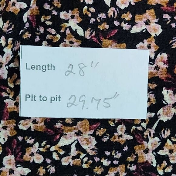 Ava & Viv Black and Brown Floral Blouse with Full Sleeves Size 4X