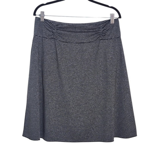Tranquility Black and Gray Striped A-Line Skirt Size Large