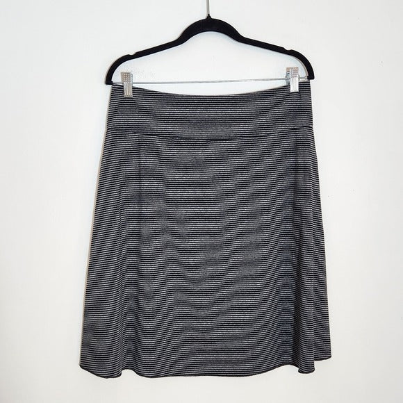 Tranquility Black and Gray Striped A-Line Skirt Size Large