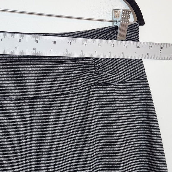 Tranquility Black and Gray Striped A-Line Skirt Size Large