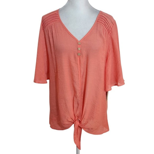 Parallel Skies Coral Pink Blouse Size Large New