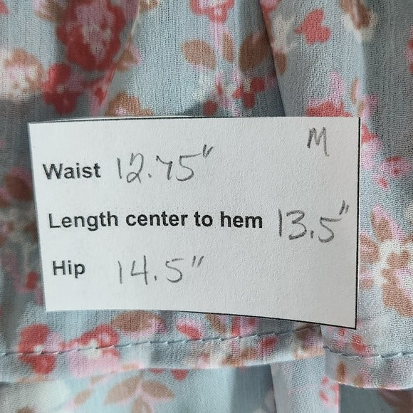 Altar'd State Blue Floral Smocked Mini Skirt Size Medium Ruffle Mini Skirt, New