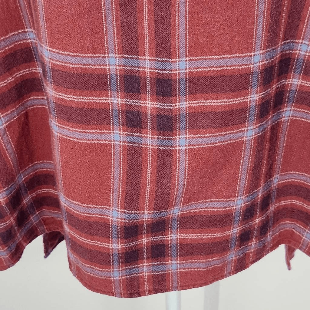 BDG Oversized Red Plaid Flannel High Low Top Size XS UO Plaid Red Flannel Top