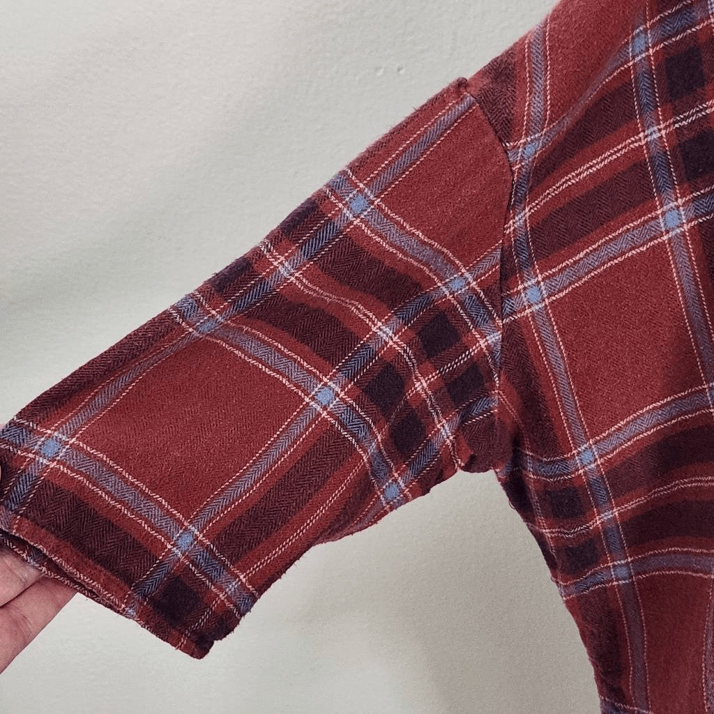 BDG Oversized Red Plaid Flannel High Low Top Size XS UO Plaid Red Flannel Top