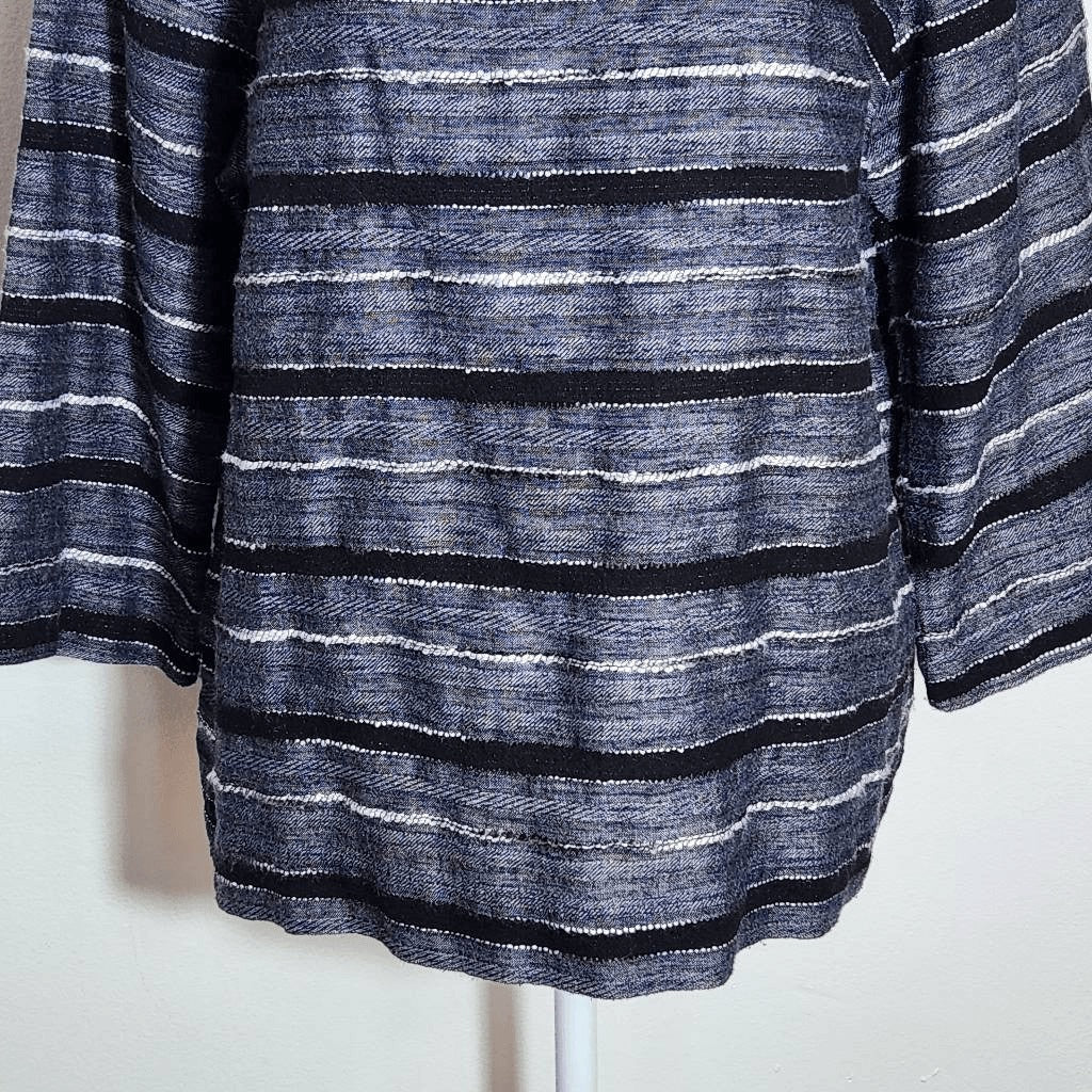 J. Jill Black Stripe Textured Top Size Medium Petite Pure Jill Boxy Stripe Top