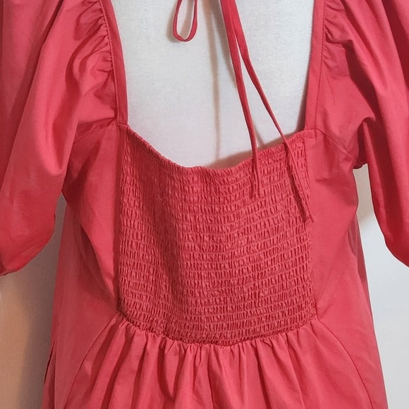 Draper James Red Puffy Sleeve Mini Dress Size Large Draper James Preppy Dress