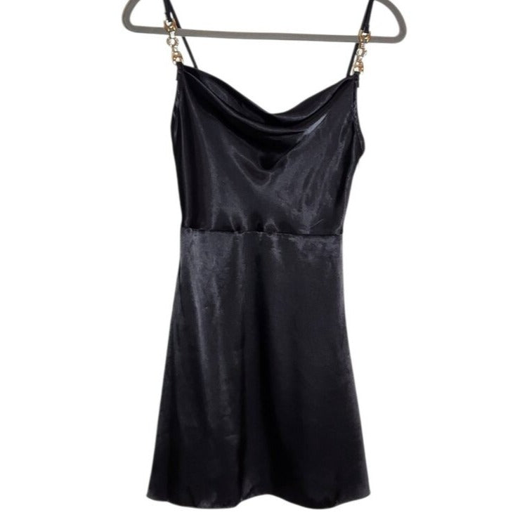 Jump Apparel Black Satin Cocktail Dress Size 3/4