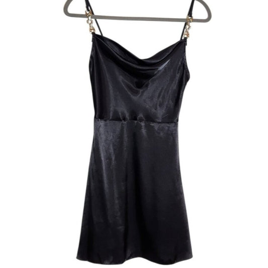 Jump Apparel Black Satin Cocktail Dress Size 3/4