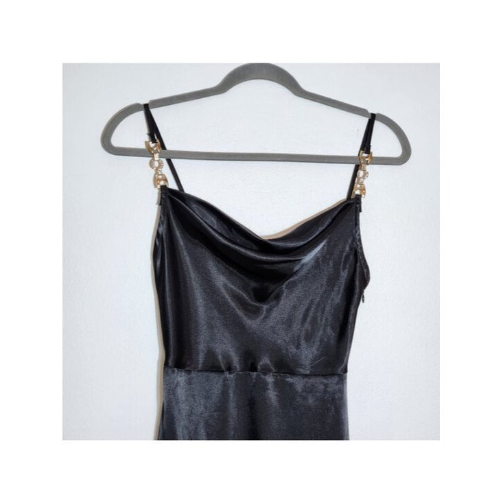 Jump Apparel Black Satin Cocktail Dress Size 3/4