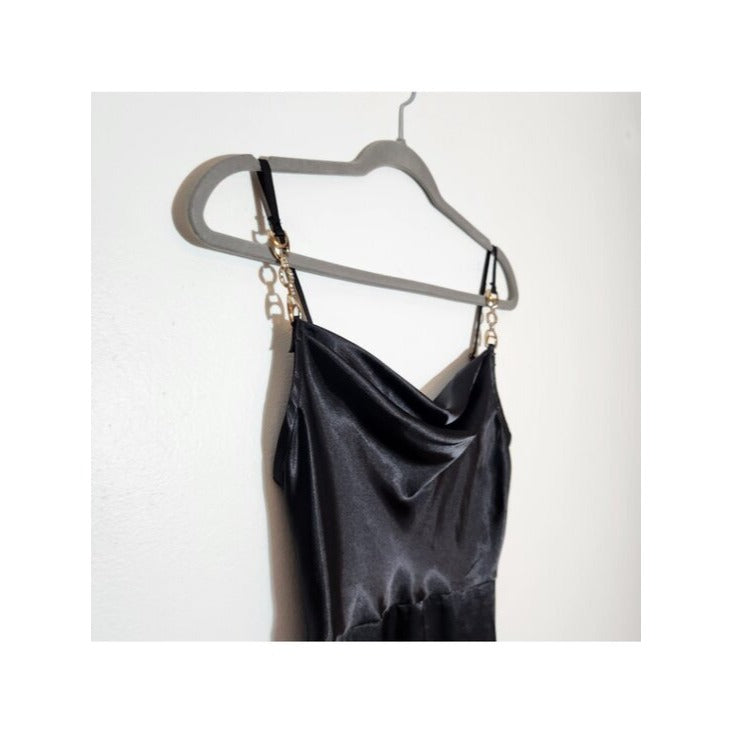 Jump Apparel Black Satin Cocktail Dress Size 3/4