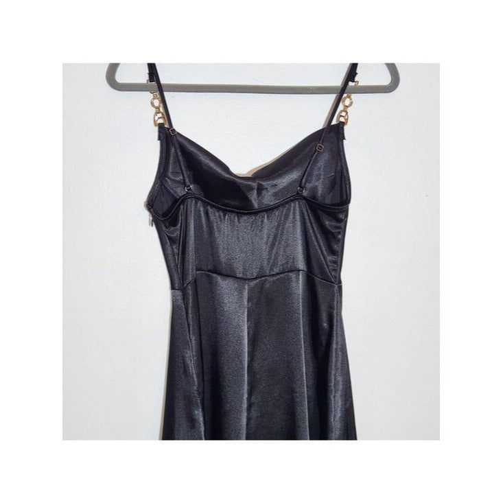 Jump Apparel Black Satin Cocktail Dress Size 3/4