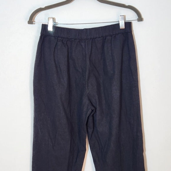 Who What Wear Black Linen Blend Cropped Pants Size 8 NWT