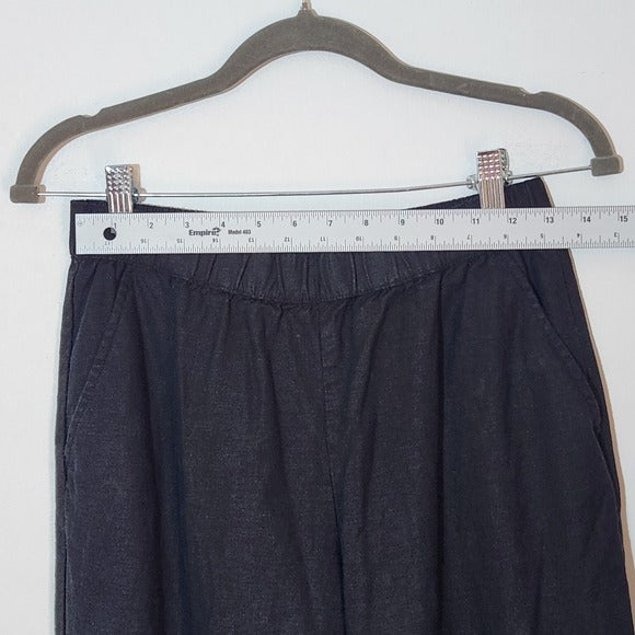 Who What Wear Black Linen Blend Cropped Pants Size 8 NWT