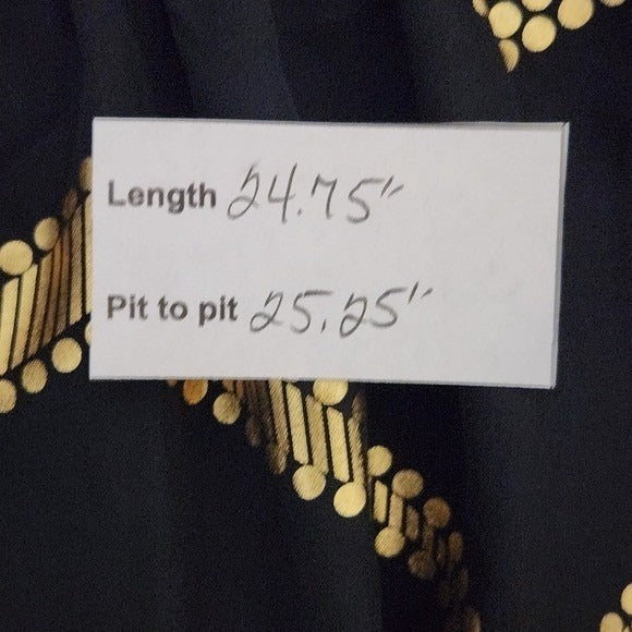 Shein Black and Gold Chevron Print Oversized Blouse NWOT Size Large