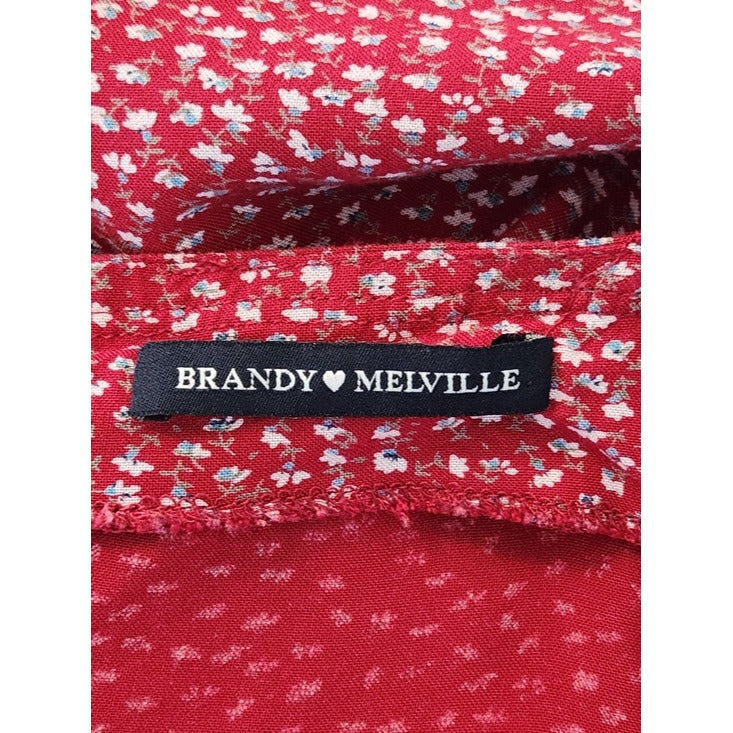 Brandy Melville Red Floral Slip Dress One Size