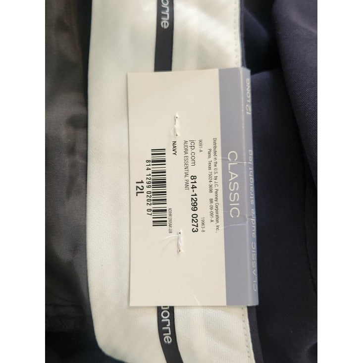 Liz Claiborne Audra Straight Leg Dress Pants Navy Size 12 Long NWT