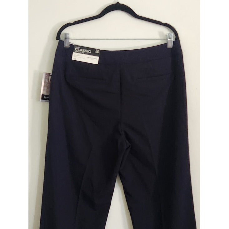Liz Claiborne Audra Straight Leg Dress Pants Navy Size 12 Long NWT