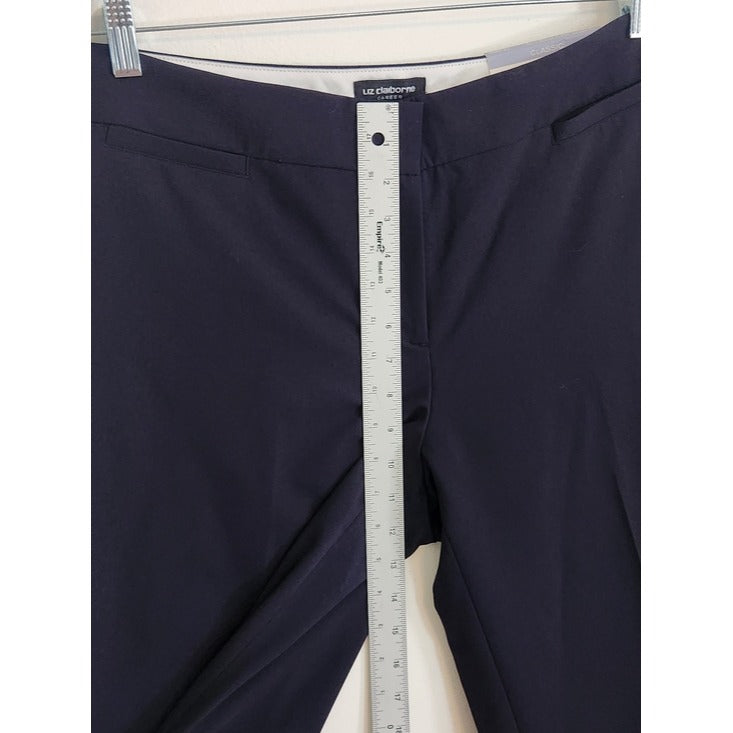 Liz Claiborne Audra Straight Leg Dress Pants Navy Size 12 Long NWT