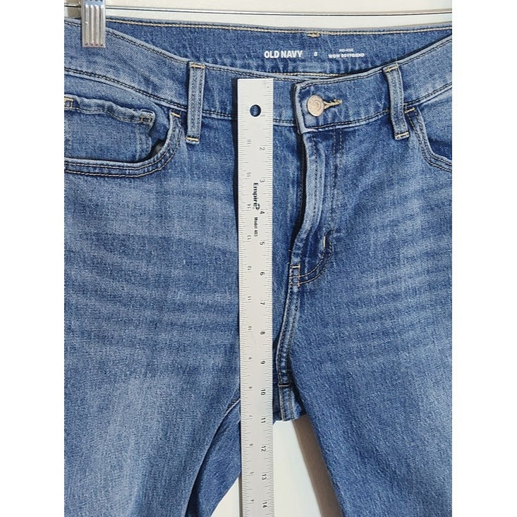 Old Navy Mid Rise The Wow Boyfriend Jeans Medium Wash Blue Size 8
