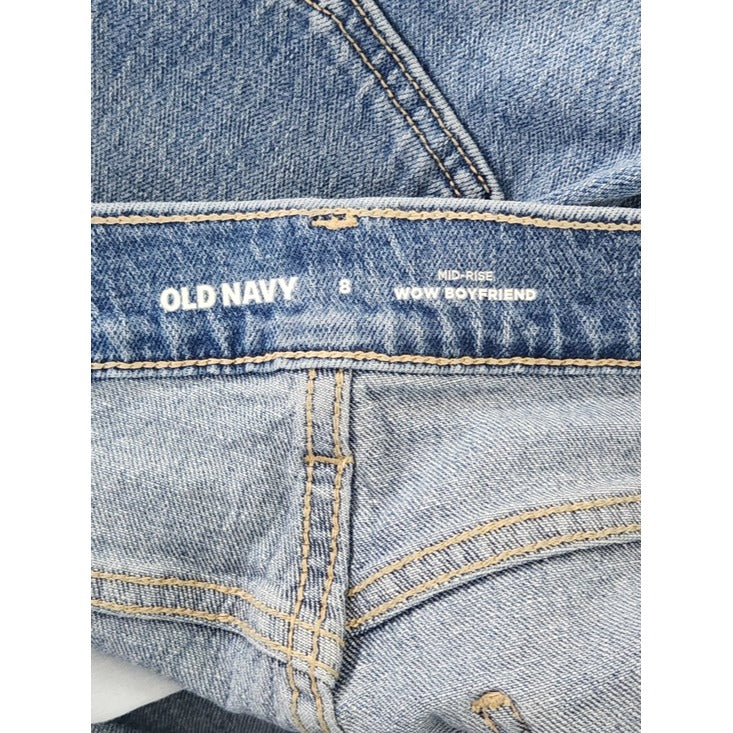 Old Navy Mid Rise The Wow Boyfriend Jeans Medium Wash Blue Size 8