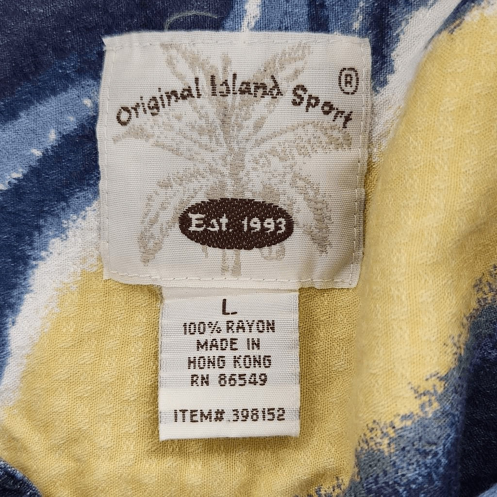 Original Island Sport Blue Hawaiian Shirt Size Large Sailboat Hawaiian Shirt