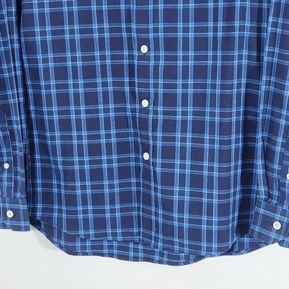 Hyden Yoo Blue Plaid Button Down Shirt Size Small Navy Plaid Shirt New