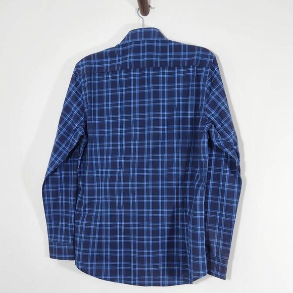 Hyden Yoo Blue Plaid Button Down Shirt Size Small Navy Plaid Shirt New