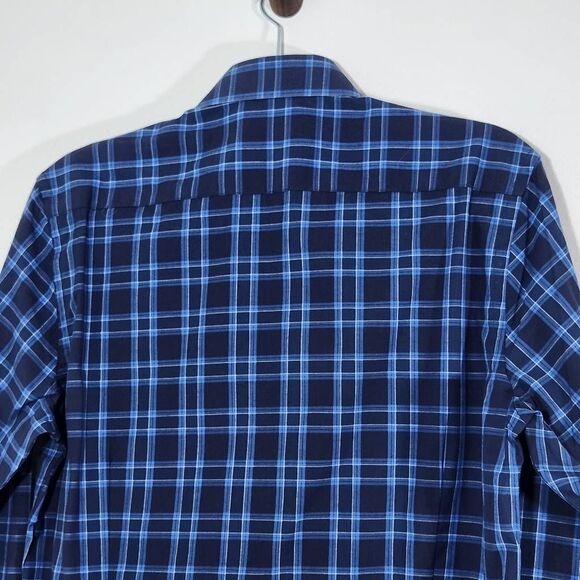 Hyden Yoo Blue Plaid Button Down Shirt Size Small Navy Plaid Shirt New