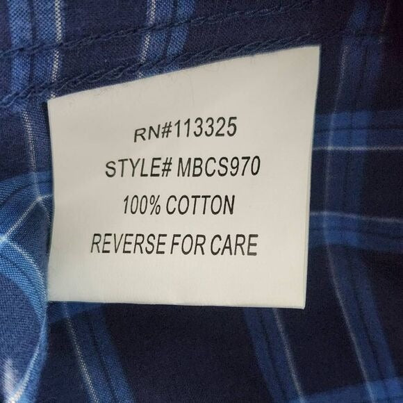 Hyden Yoo Blue Plaid Button Down Shirt Size Small Navy Plaid Shirt New