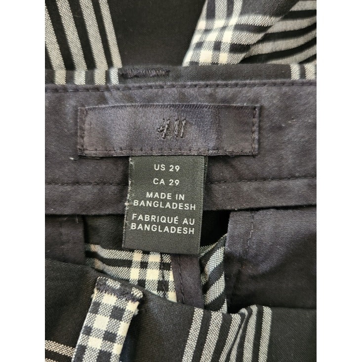 H&M Black and White Plaid Skinny Pants Size 29