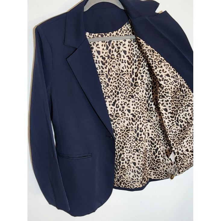 Navy Single-Button Womens Blazer Size Medium NWOT