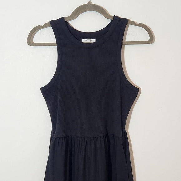 Maurices Black Sleeveless Ribbed Knit Tiered Cotton Midi Dress Size Medium