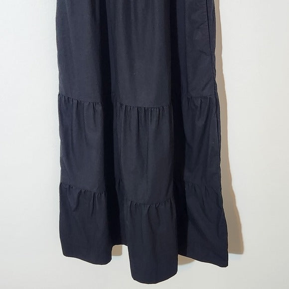 Maurices Black Sleeveless Ribbed Knit Tiered Cotton Midi Dress Size Medium