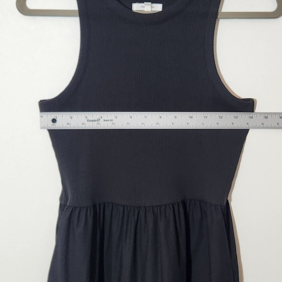 Maurices Black Sleeveless Ribbed Knit Tiered Cotton Midi Dress Size Medium