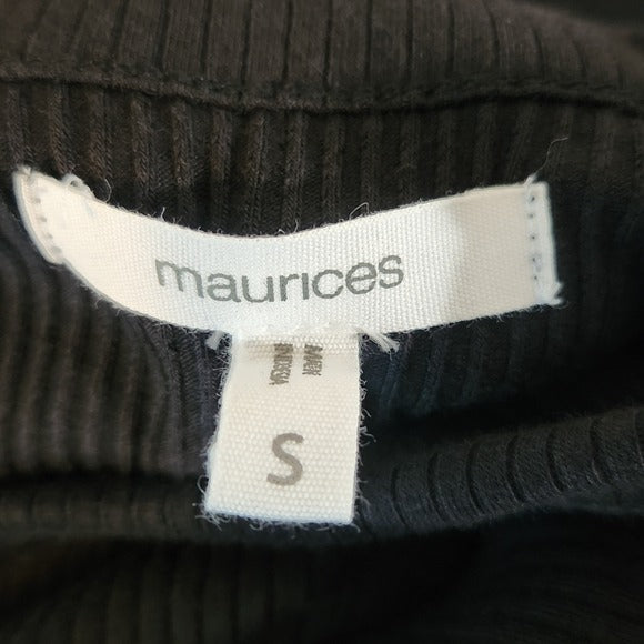 Maurices Black Sleeveless Ribbed Knit Tiered Cotton Midi Dress Size Medium