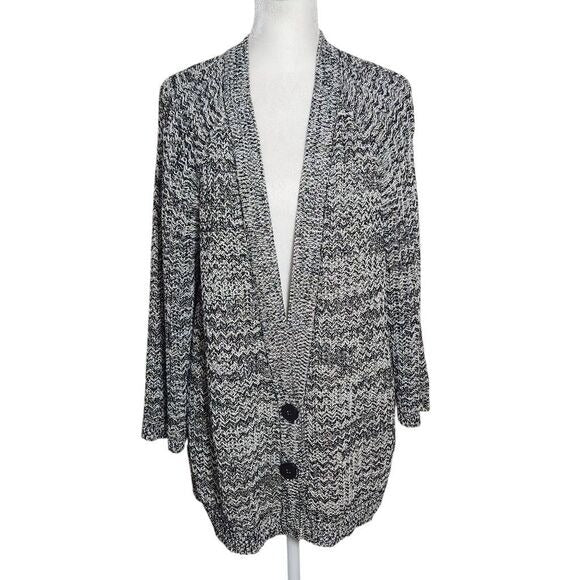J. Jill Black and White Cardigan Sweater Size Large J. Jill Two-Tone Cardigan