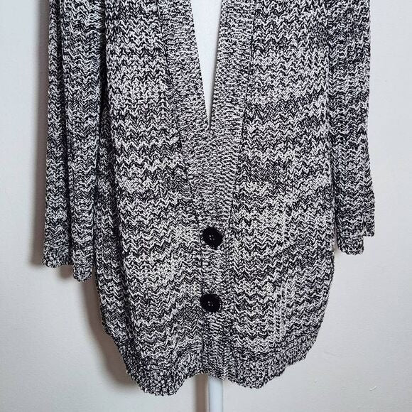 J. Jill Black and White Cardigan Sweater Size Large J. Jill Two-Tone Cardigan