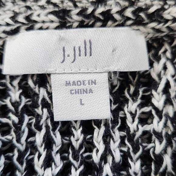 J. Jill Black and White Cardigan Sweater Size Large J. Jill Two-Tone Cardigan