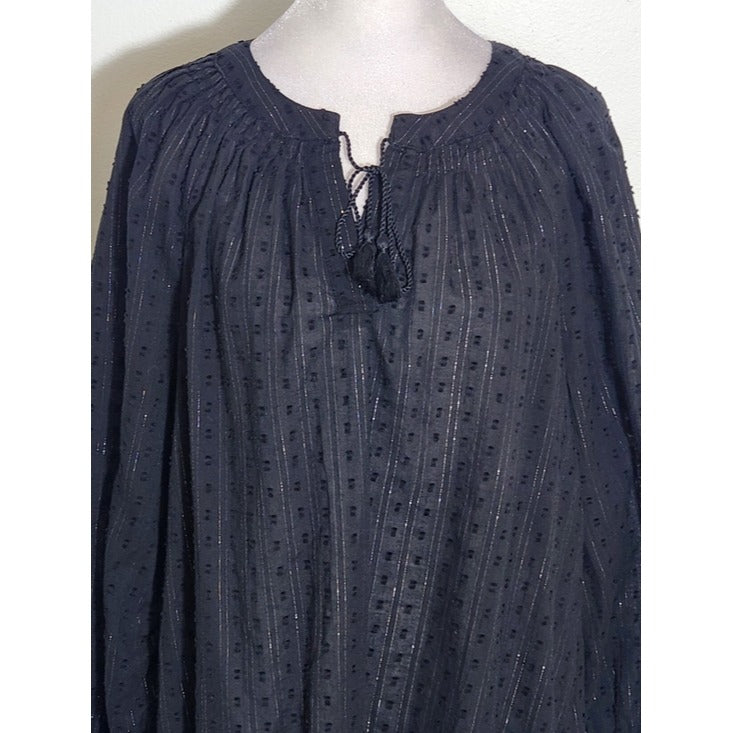 Old Navy Black Swiss Dot Peasant Blouse Size Small