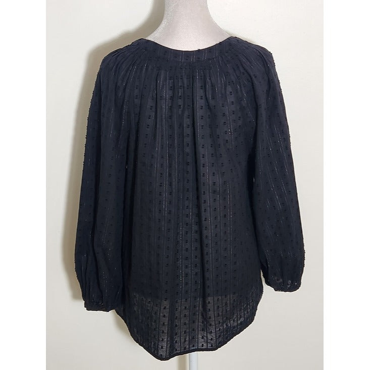 Old Navy Black Swiss Dot Peasant Blouse Size Small