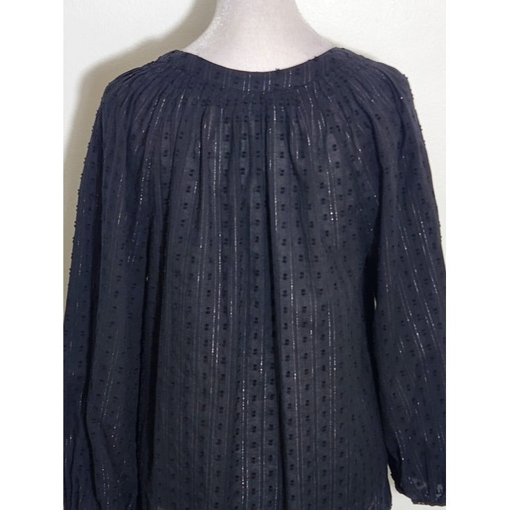 Old Navy Black Swiss Dot Peasant Blouse Size Small