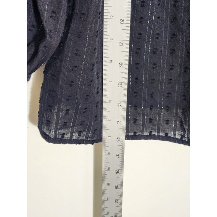 Old Navy Black Swiss Dot Peasant Blouse Size Small