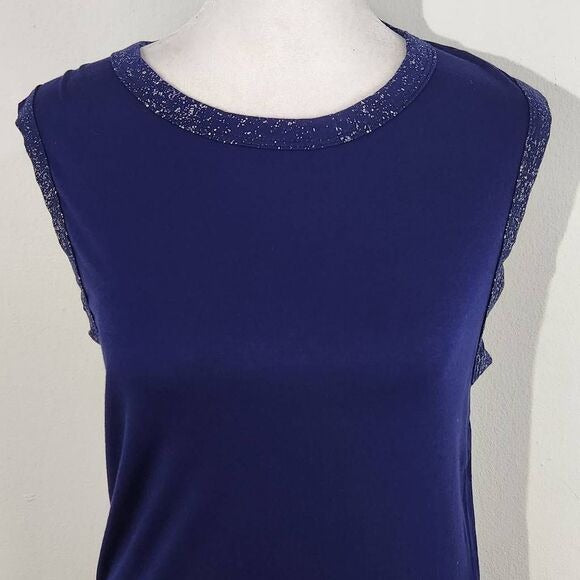 Michael Lauren Indigo Blue Knit Tank with Shimmer Accents Size Medium