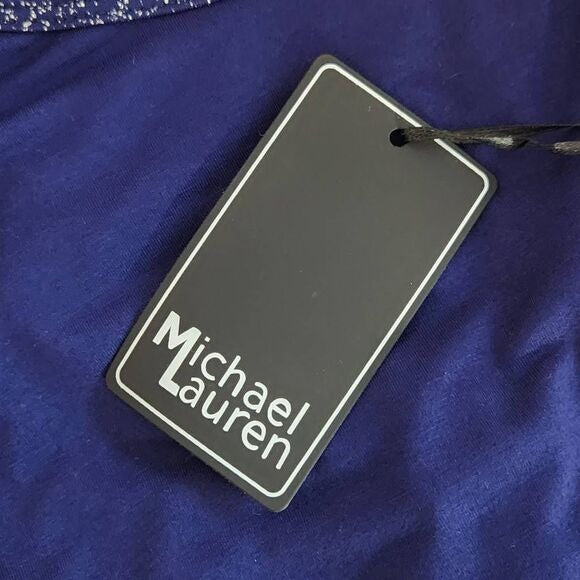 Michael Lauren Indigo Blue Knit Tank with Shimmer Accents Size Medium