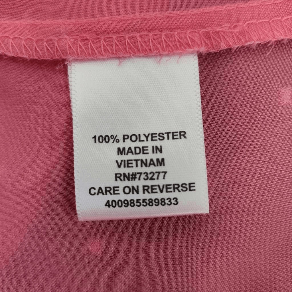 Elle Pink Swiss Dot Sleeveless Blouse Size Large Pink Semi-Sheer Ruffle Top