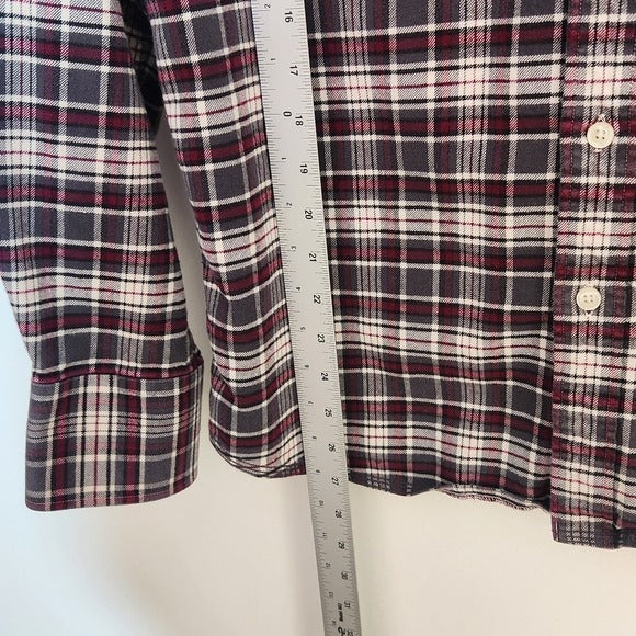 Calamar Gray and Purple Flannel Button-Up Shirt Size Large