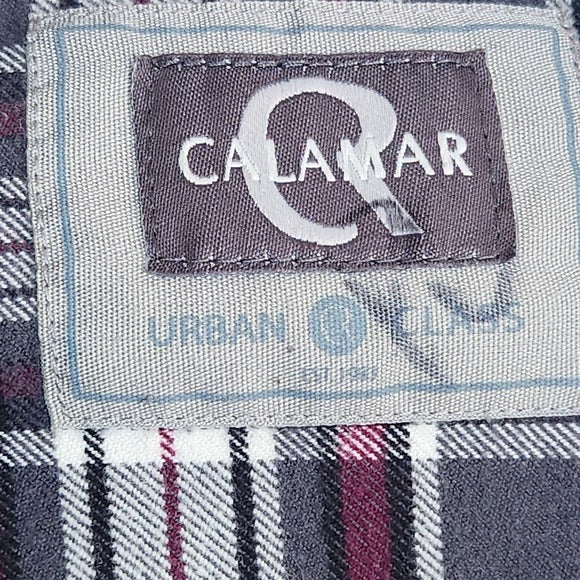 Calamar Gray and Purple Flannel Button-Up Shirt Size Large