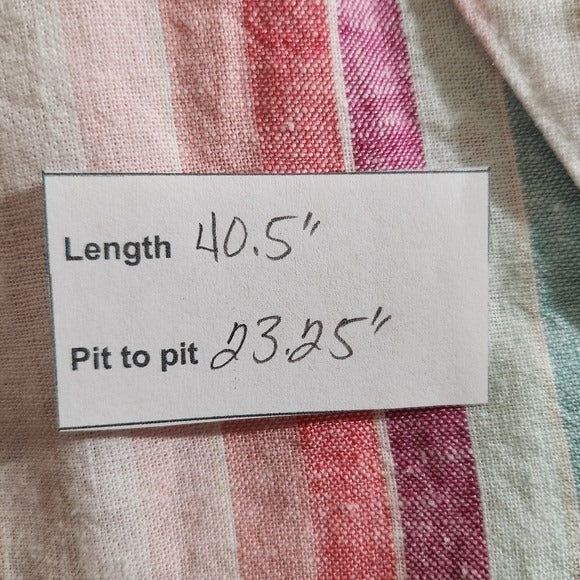 Time and Tru Striped Multicolor Linen Dress Size Large 12-14 Preppy Stripe Dress