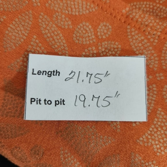 Liz Claiborne Orange Reversible Women's Top Size XL Orange and Gold Print Tee, New