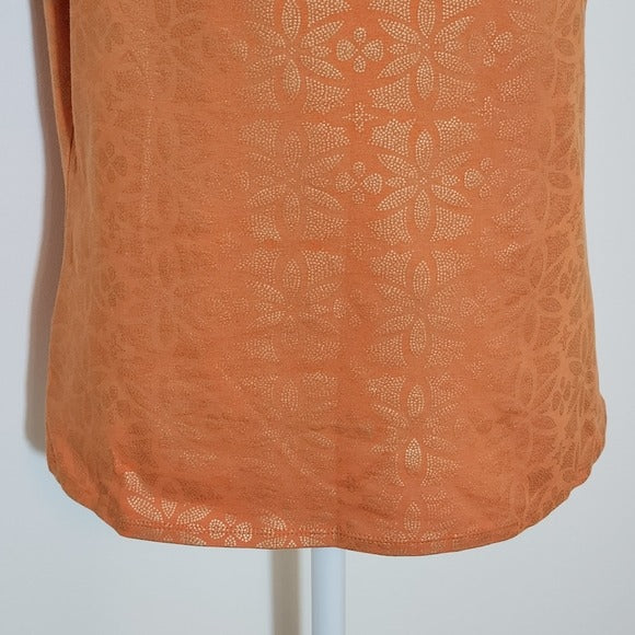 Liz Claiborne Orange Reversible Women's Top Size XL Orange and Gold Print Tee, New